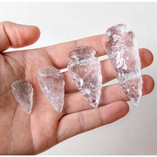 1PC Raw Stone Arrow White Crystal Good Luck Quartz Healing Point Chakra Material Accessories