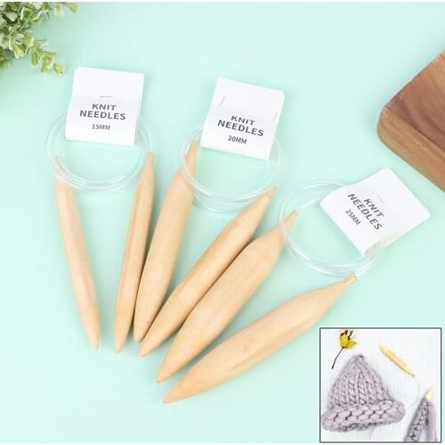 15mm/20mm/25mm Wooden Circular Wood Knitting Needles With Plastic Tube Sweater Crochet Hook
