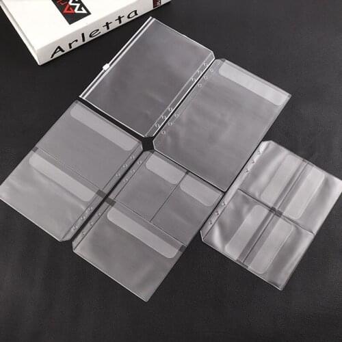24PCS Convenient Clear PVC A5 Storage Bag Receive Card Loose Leaf Zipper Pocket For 6 Ring Notebook Binder Planner Accessories