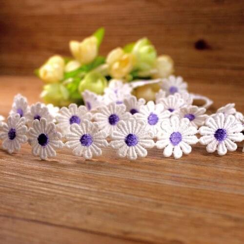 30yards 7colors daisy lace trim petals embroidery water soluble small flower for decoration accessories