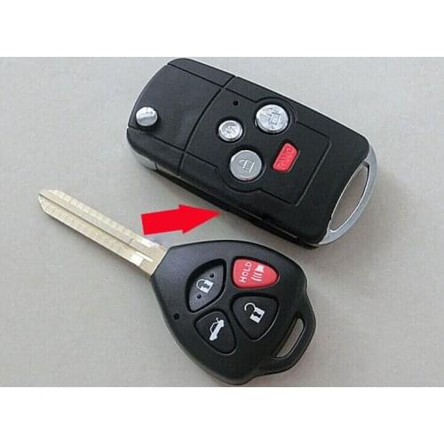 4 Buttons Replacement Modified Flip Folding Remote Key Shell Case For Toyota Camry Key Fob Blank ( US Style )