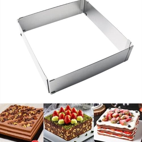 Stainless Steel Rectangle Mousse Ring Bakeware Mousse Mold Square Cake Mold Bakeware Telescopically Retractable 15-28cm K687