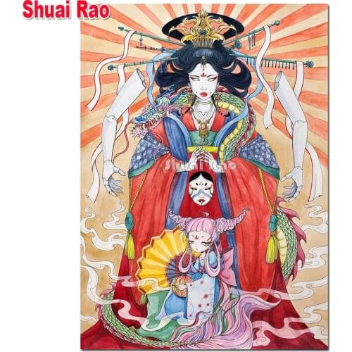 Diamond mosaic geisha Cartoon Woman full square Round diamond embroidery icon 5d diy diamond painting 100%,2021 Best gift