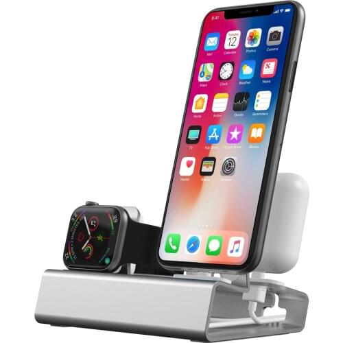 Aluminum 3in 1 Charging Dock For iPhone 12 Pro Mini 11 XR XsMax 8 7 Apple Watch Airpods Charger Holder For iWatch Stand Station