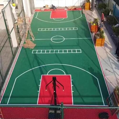 Beable Green Blue Red Grey Matte Synthetic Interlocking PP Tiles For Muktipurpose Sports Surfaces Basketball With Lines And LOGO