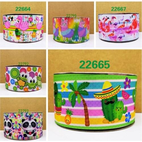 Free shipping 50 yard cartoon cactus ribbon printed grosgrain ribbon 22664
