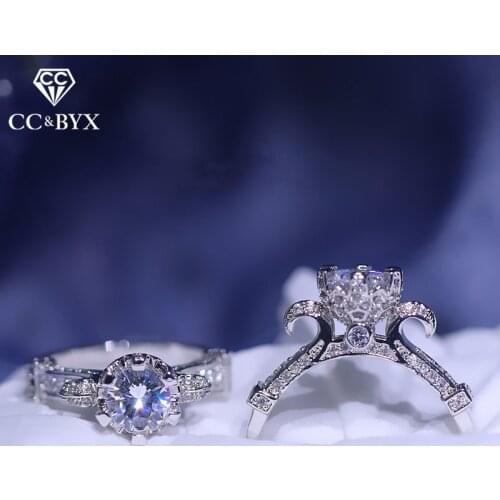 CC Simple Rings For Women 925 Silver Crown Luxury Jewelry Bridal Wedding Enagement Ring Cubic Zirconia Accessories CC582