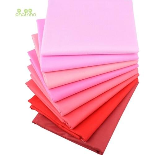 Chainho,8pcs,Pink Solid Color Series,Printed Twill Cotton Fabric,Patchwork Cloth,DIY Sewing&Quilting Material For Baby &Children