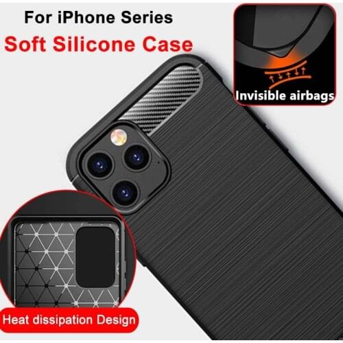 For iPhone 12 11 Pro Max X XR Soft Fiber Silicone Phone Case for iPhone 5 6 7 8 Plus SE 2020 Heat Dissipation Cover with Airbags
