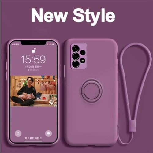 A52 A32 4G 5G a 52 a 32 a72 4g 5g Case Liquid Silicone Soft Ring Holder Strap Cover for Samsung Galaxy A32 A52 A72 Original Back