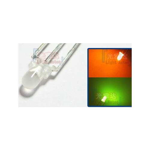 Diffused Bicolor 3mm LED Diode 3pins common anode/cathode orange@green color