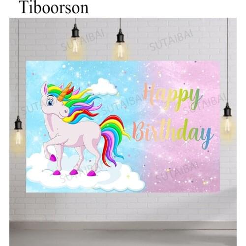 Unicorn Background for Photography Birthday Party Sky Clouds Baby Chlid Kid Poster Photo Backdrop Photocall Photo Studio Props