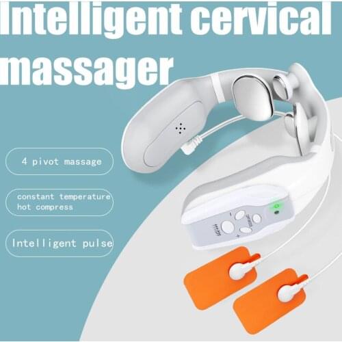 4D Smart Electric Neck and Shoulder Massager Pain Relief Deep Tissue Heating Cervical Massage Remote Control Dropshipping