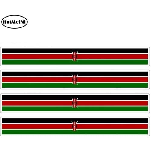 HotMeiNi 13cm x 1.7cm 4pcs Car Stripe Motorcycle Racing Flag Sticker Window Bumper Decal Bike Moto Tuning Kenya Car Stickers
