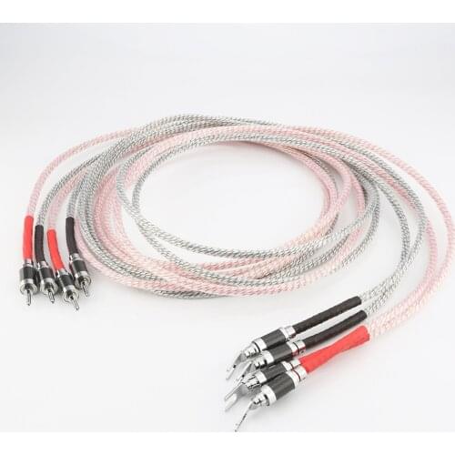 Pair Valhalla Series Hifi speaker cable Carbon Fiber banana to banana Plug Loudspeaker Audio Cable
