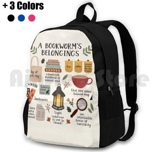 A BookwormS Belongings Outdoor Hiking Backpack Waterproof Camping Travel Books Reading Read Reader Bookworm Bibliophile Book