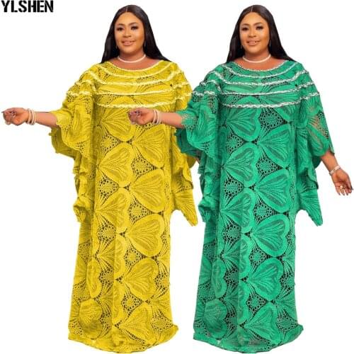 Lace African Dresses for Women 2021 New African Clothes Dashiki Grand Boubou Robe Africaine Femme Bazin Riche Party Africa Dress