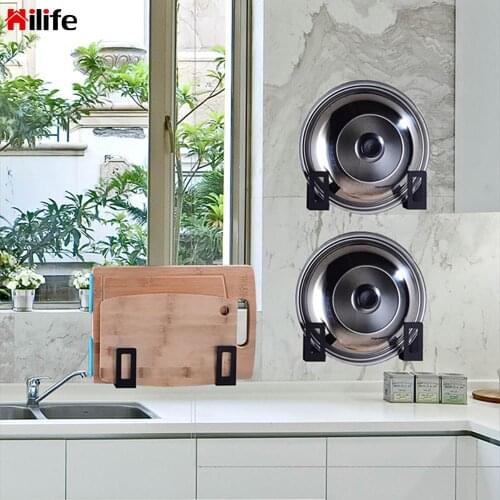 Hanger Hooks Pot Lid Plate Holder Rack Pan Cover Wall Mount Hanging Rack Cutting Boards Storage Holder Kitchen Utensil Organizer