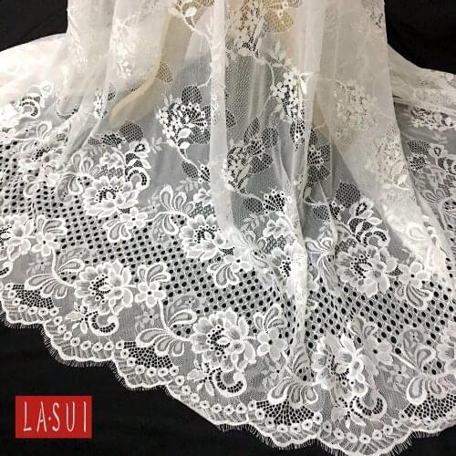 LASUI 1.5m*1.5m=1 piece Eyelash lace fabric Bilaterally symmetrical pattern Fashion cloth full dress Wedding dress C0078