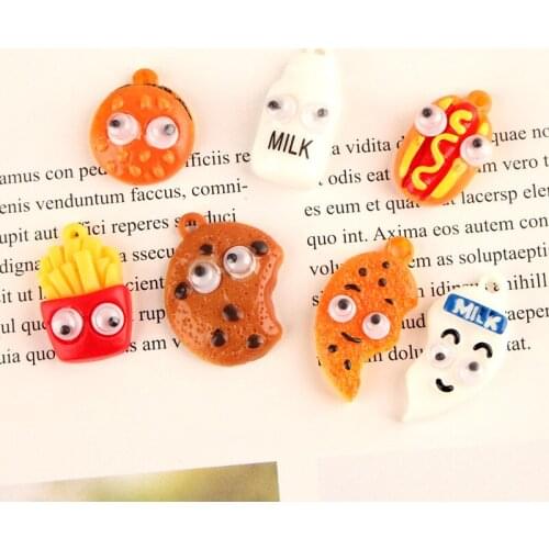 Mini order 10pcs/lot 14*28mm Flatback kawaii Food Bread DIY Jewelry Findings Resin Cabochon Cameo Beads charms Decoration