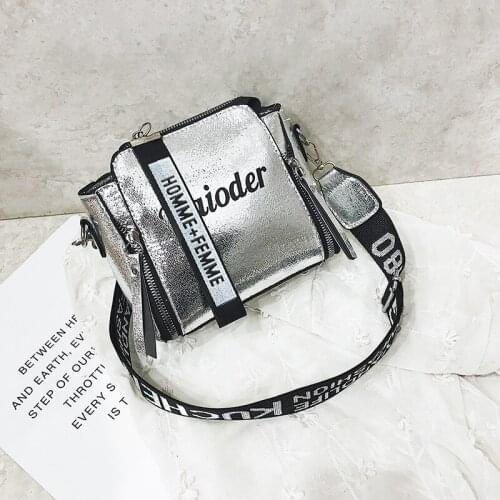 Fashion Tide Ladies Letter Handbags Wide Strap Chains Shoulder Bag Women Crossbody Bags Bolsa 2020 Girls Small Purse