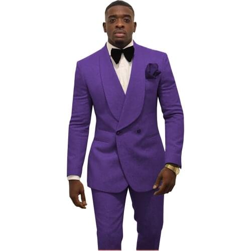 Man Suits 2 Pieces Formal Slim Jacket Shawl Lapel White Black Champange Custom Suit Tuxedos For Wedding Groom(Blazer+Pants)