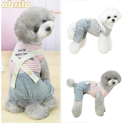 Soft Cotton Dog Jumpsuit Striped Puppy Pajamas Cat Vest Shirt York Dog Clothes Spring/Summer Poodle Chihuahua Pants Pets Rompers