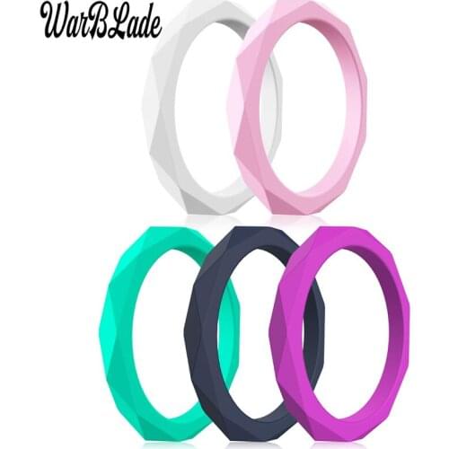 New Hypoallergenic Flexible 3mm Geometric Shape Silicone Rings Food Grade FDA Silicone Finger Ring Women Wedding Rubber Bands