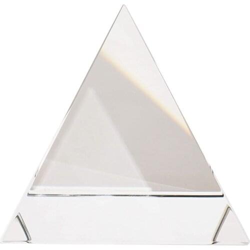 AT69 -Glass Crystal Pyramid Office Home Decoration Ornaments Cube Prism Pyramid Suitable for Teaching Equipment 80mm