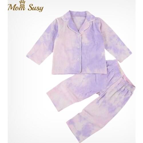 Baby Boy Girl Tie Dye Pajamas Sets 2PCS Cotton Winter Spring Autumn Kid Sleeping Pajamas Child Warm Sleepwear Home Suit 1-7Y