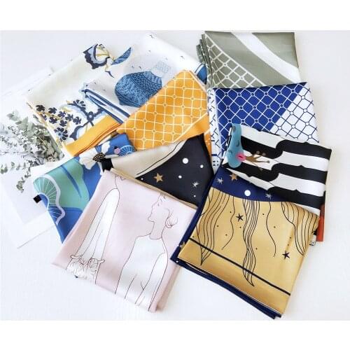 Fashion Kerchief Silk Satin Neck Scarf For Women Bandana Head Hijab Scarfs Female 70*70cm Small Shawls Wraps Scarves For Ladies
