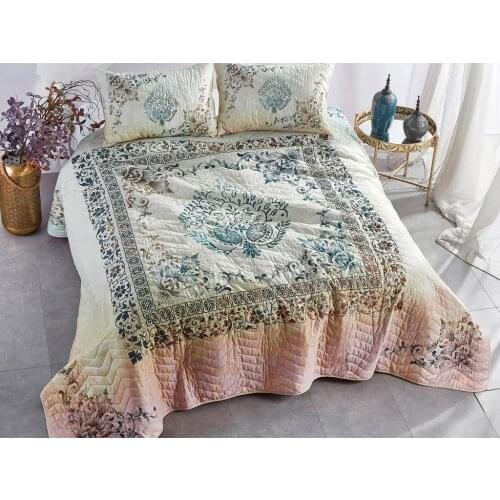 Çeyizdiyarı Rustic Quilted Double Bed Cover Cream