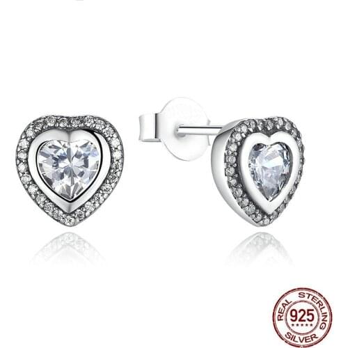 Afile S925 sterling silver earrings love heart diamond zircon diamond pure silver earrings spot monopoly PAS405