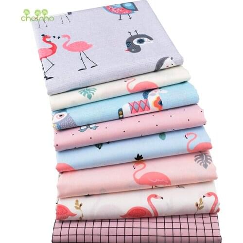 Chainho,Flamingo Series, Printed Twill Cotton Fabric,For DIY Quilting Sewing Baby&Child Sheet,Pillow,Cushion Material,Half Meter