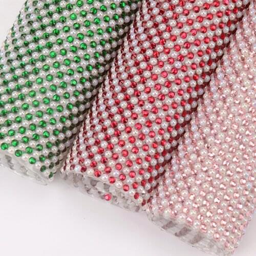 High Quality 24*40cm Rhinestone Mesh Pearls SS12 Rhinestone Trimming Wedding Decoration Self Adhesive Iron On Transfer Clothes