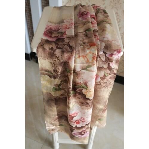 100%cashmere classic peony printed womens fashion luxury big scarf shawl pashmina large size 70x180cm