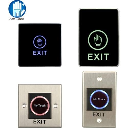 Access Control System No Touch Door Exit Button Infrared Sensor No Touch Push Switch Button with LED Backlight Release to Exit