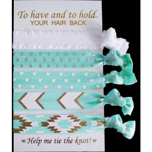 T.R RIBBON 50pcs/lot 5pcs/set Green Women Hair Accessories FOE Elastic Hair Tie Headband printing Knotted Hair Bands