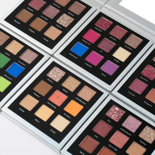 30pcs Private Label Eyeshadow Makeup Eye Shadow No Label Cosmetics 9 Color Eye Shadow Pallet Glitter Free Print Logo