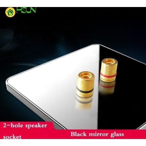 Type 86 black mirror glass 2-hole speaker Socket audio interface audio signal socket terminal panel