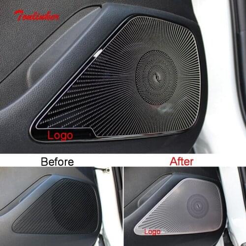 Tonlinker Interior Car Door Speaker Cover Sticker for Toyota Corolla 2019-20 Car Styling 4 PCS Stainless steel Cover Sticker