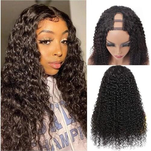 U Part Wigs Human Hair Kinky Curly Wigs for Black Women Half Wig 1x3 U Shape Human Hair Wigs Brazilian Remy Human Hair Extension