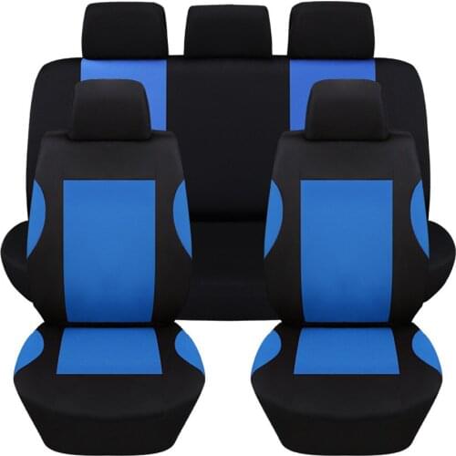 Universal 9 Pcs Blue Car Seat Covers Set Breathable Polyester for Auto Front Rear Seats Headrests Free Shipping