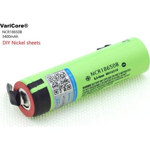 VariCore protected for 18650 3400mAh battery NCR18650B with original Suitable for flashlights+DIY nickel piece