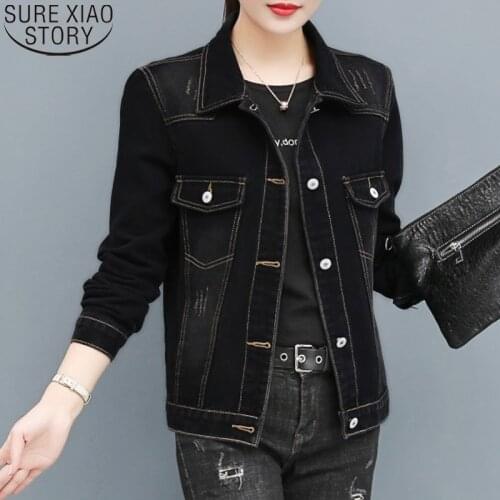 New Spring Autumn Short black Jean Jackets 2021 Denim Jacket Women Female Short Coat Fashion Scratch Design Coats Tops 12736