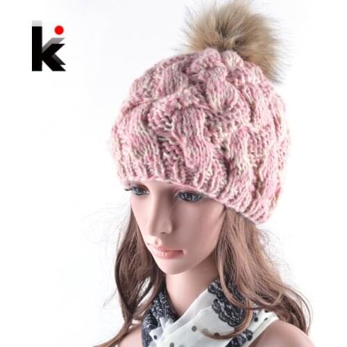 2018 Fashion casual fitted cap female skullies wool winter flower crochet hats gorro wool hat ball caps for woman