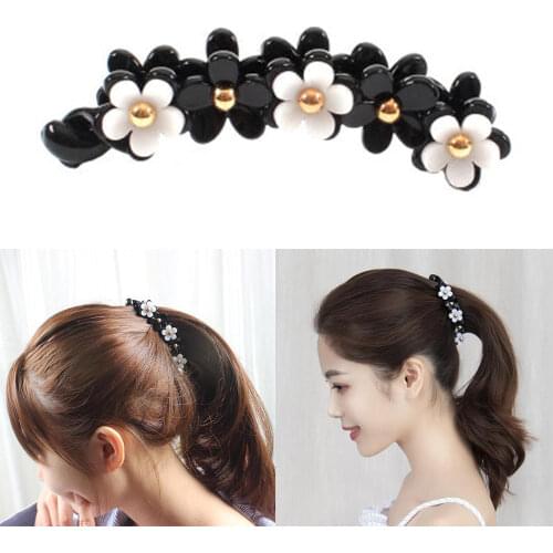 Women Plastic Flower Banana Clips for Women Twist Ponytail Holder Chic Hairpin Hair Claw Girls Barrettes Hair Accessories New