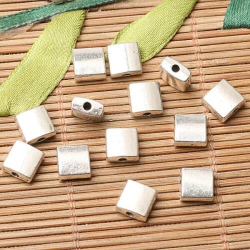10pcs tibetan silver color square-shaped 7mm spacer bead H0057