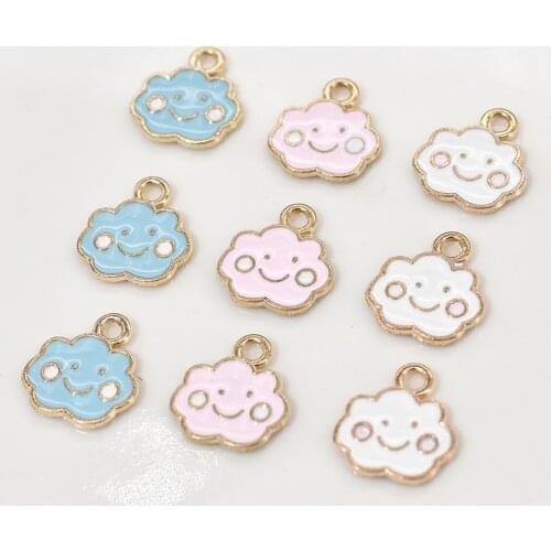 10pcs/lot Cloud Smile Face Enamel Charms For Jewelry Making rinket Metal Cloud Pendants Fashion Jewelry Accessories Wholesale
