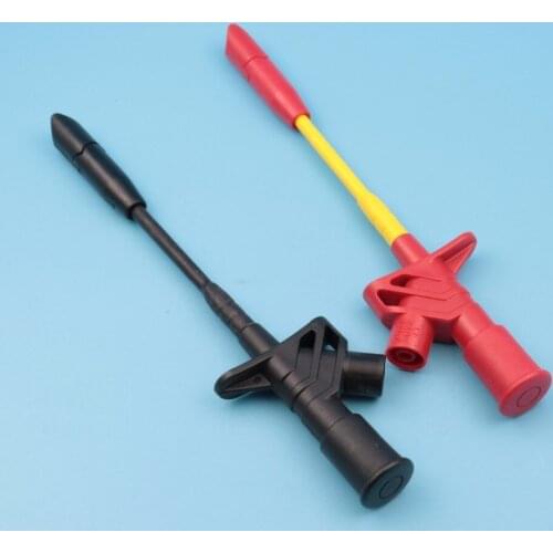 2Pcs Fully Insulated Quick Piercing Test Clips Multimeter Test Probe Spring Load